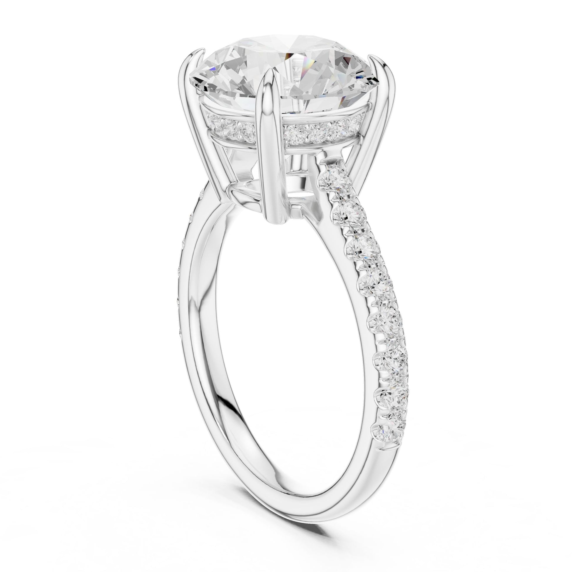 Round Lab Grown Diamond Pave Engagement Ring
