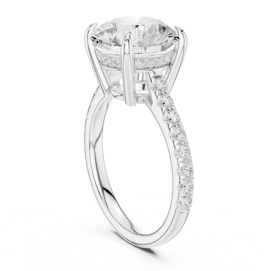 Round Lab Grown Diamond Pave Engagement Ring