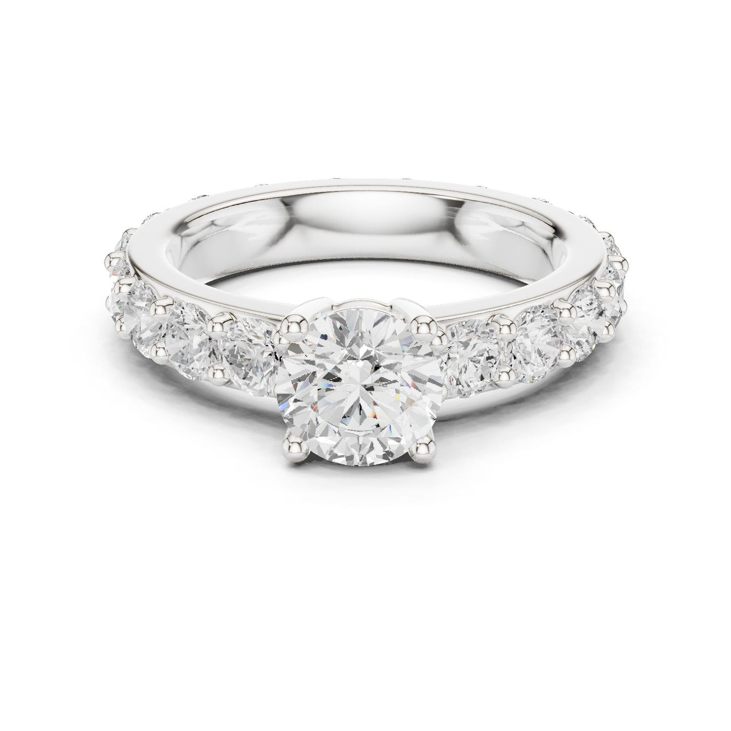 Round Lab Grown Diamond Pave Engagement Ring