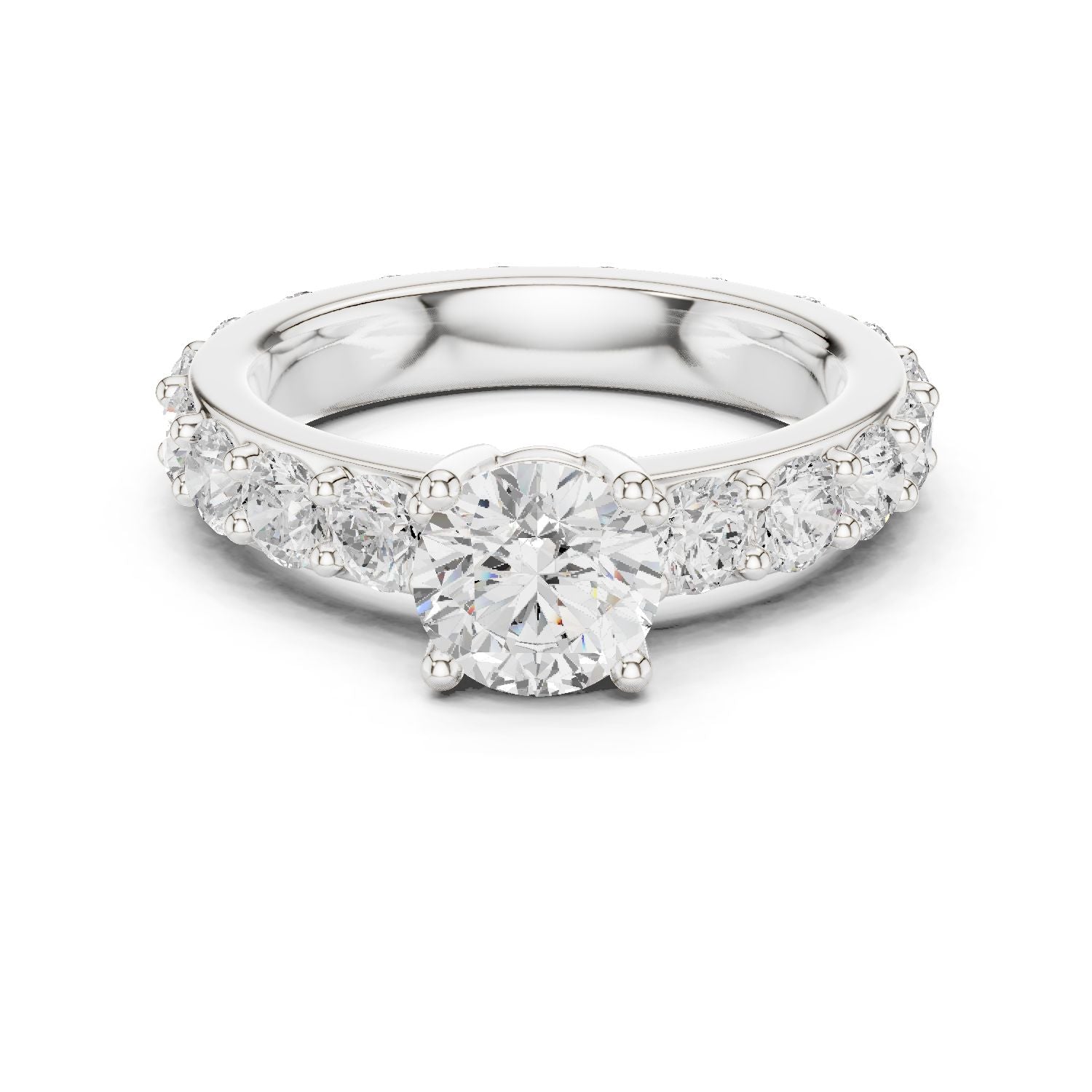 Round Lab Grown Diamond Pave Engagement Ring