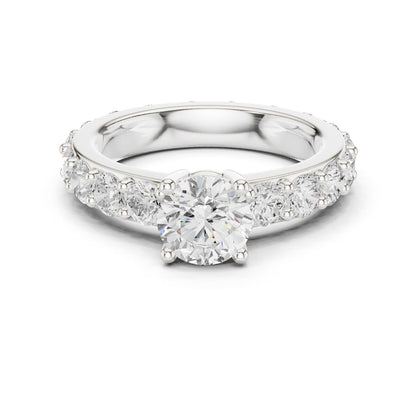 Round Lab Grown Diamond Pave Engagement Ring