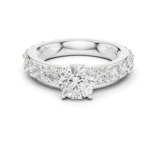 Round Lab Grown Diamond Pave Engagement Ring