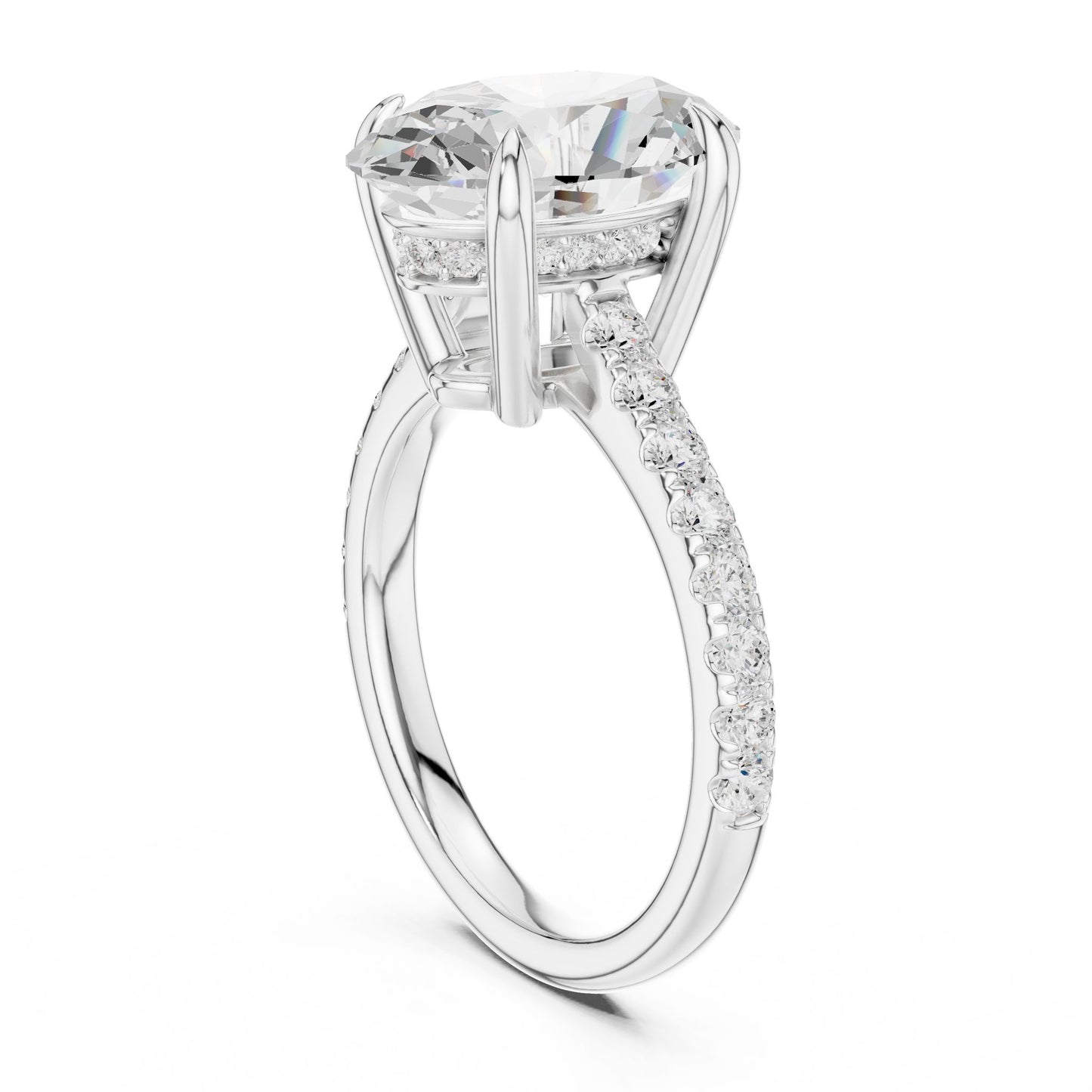 Round Lab Grown Diamond Pave Engagement Ring