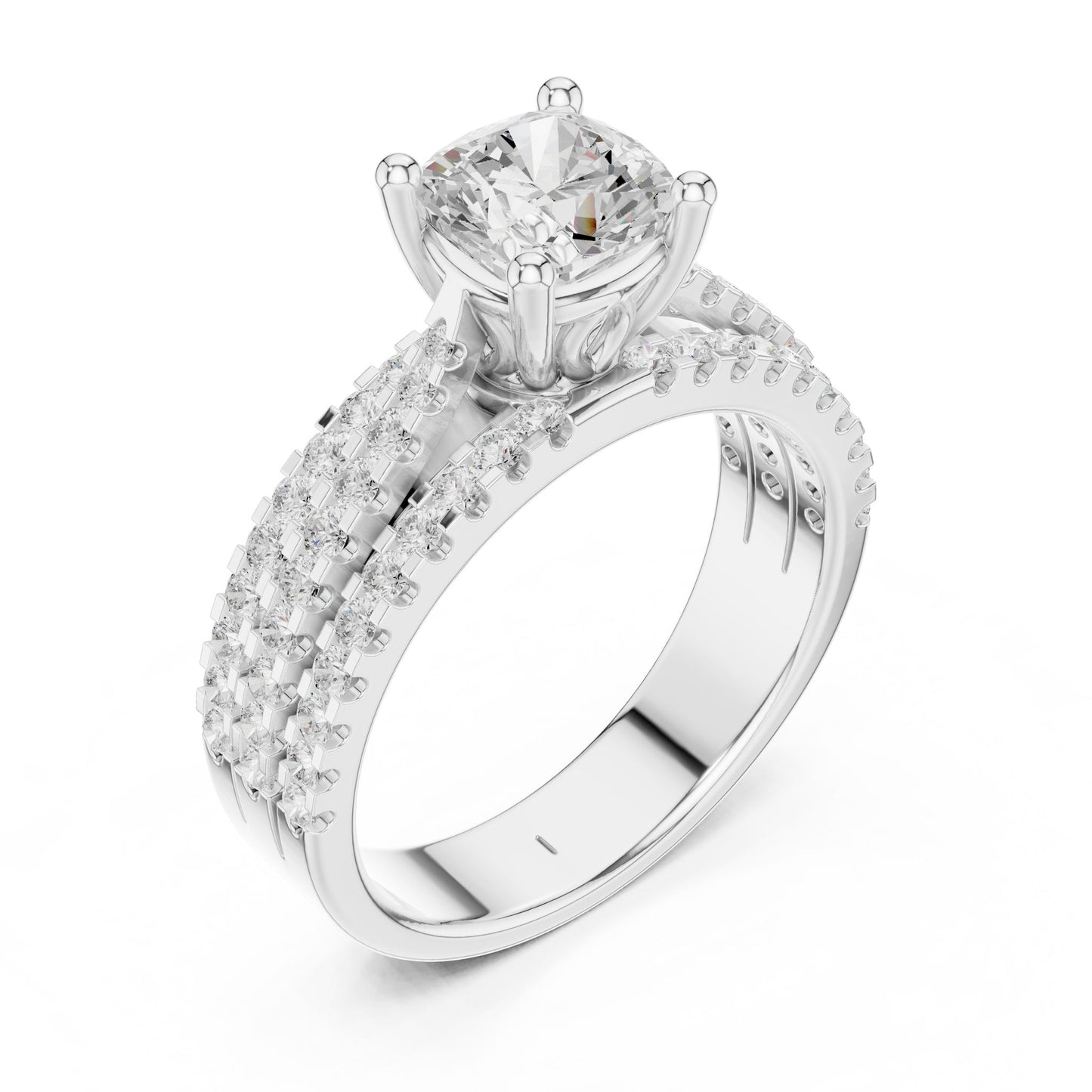 Round Lab Grown Diamond Pave Engagement Ring