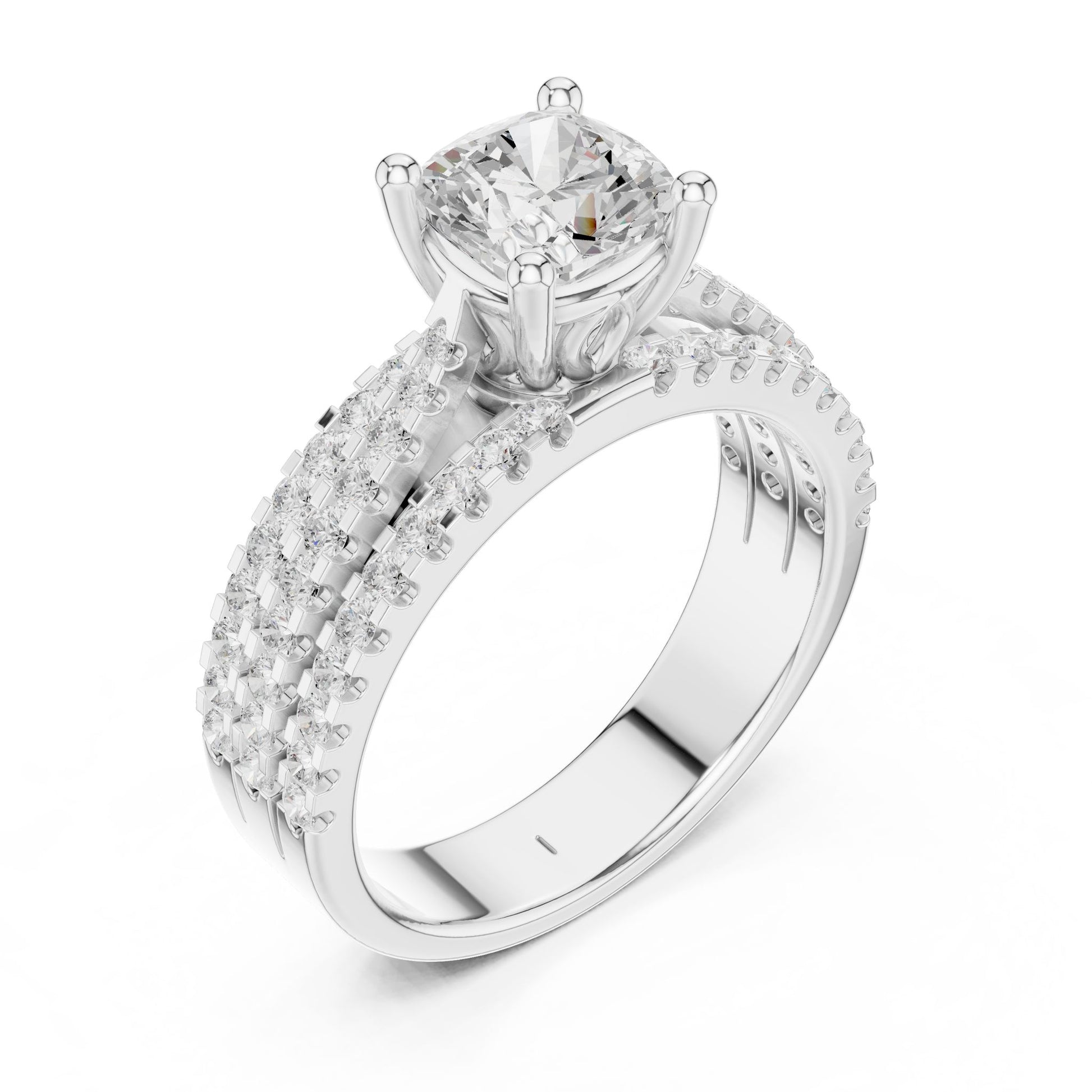 Round Lab Grown Diamond Pave Engagement Ring