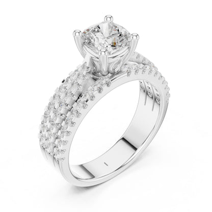 Round Lab Grown Diamond Pave Engagement Ring