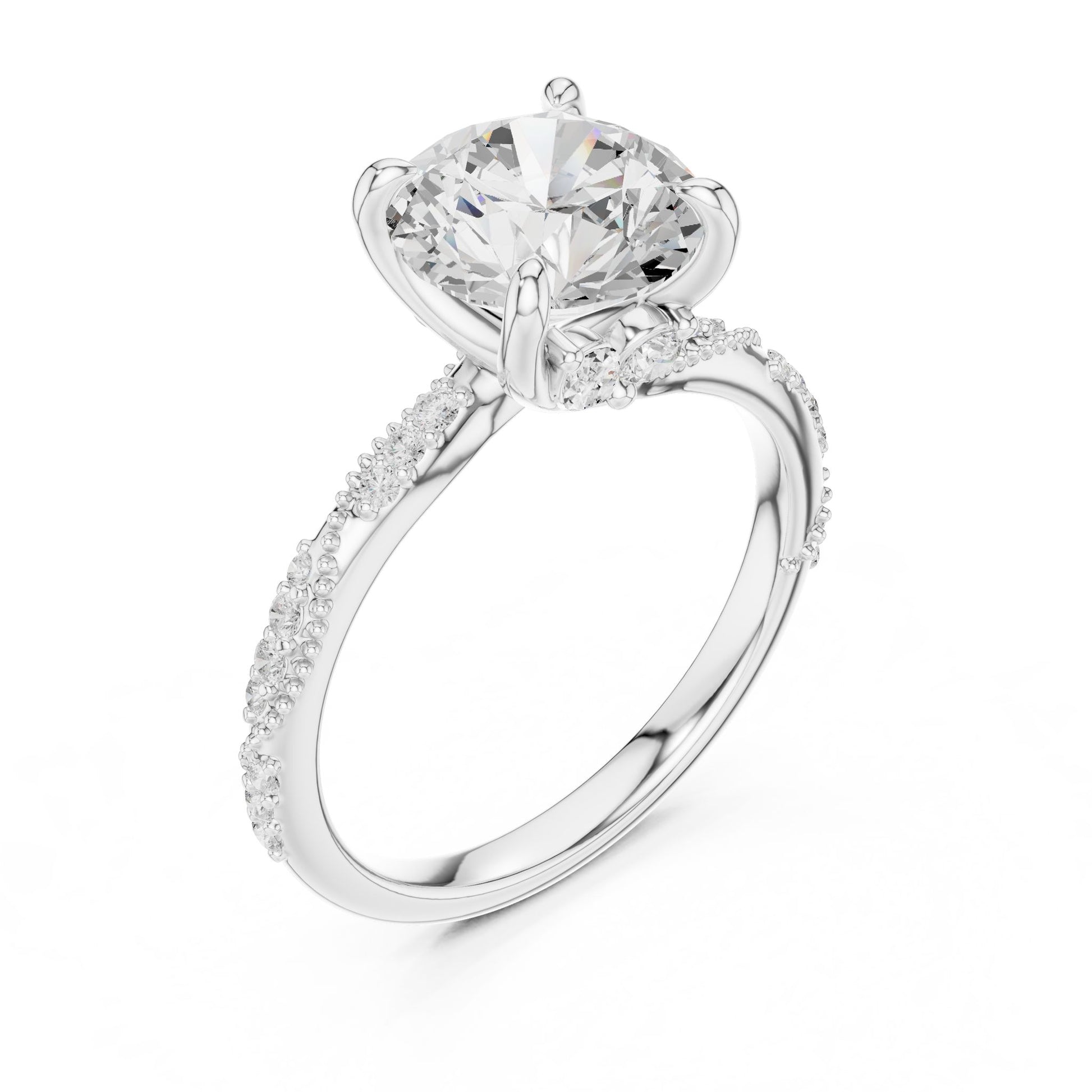 Round Lab Grown Diamond Pave Engagement Ring