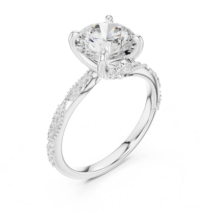 Round Lab Grown Diamond Pave Engagement Ring
