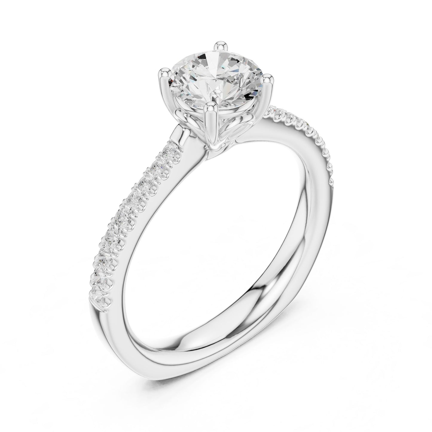 Round Lab Grown Diamond Pave Engagement Ring