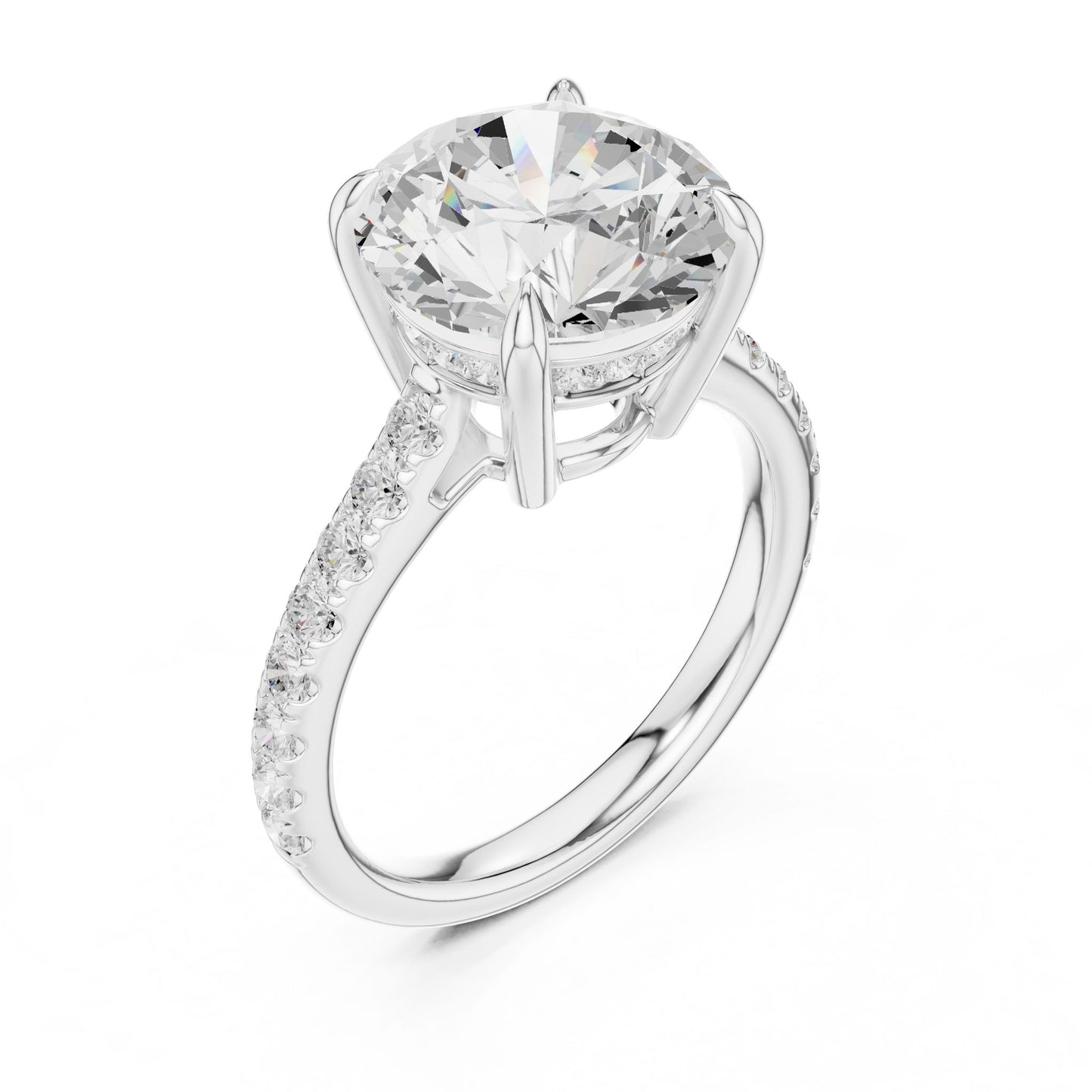 Round Lab Grown Diamond Pave Engagement Ring