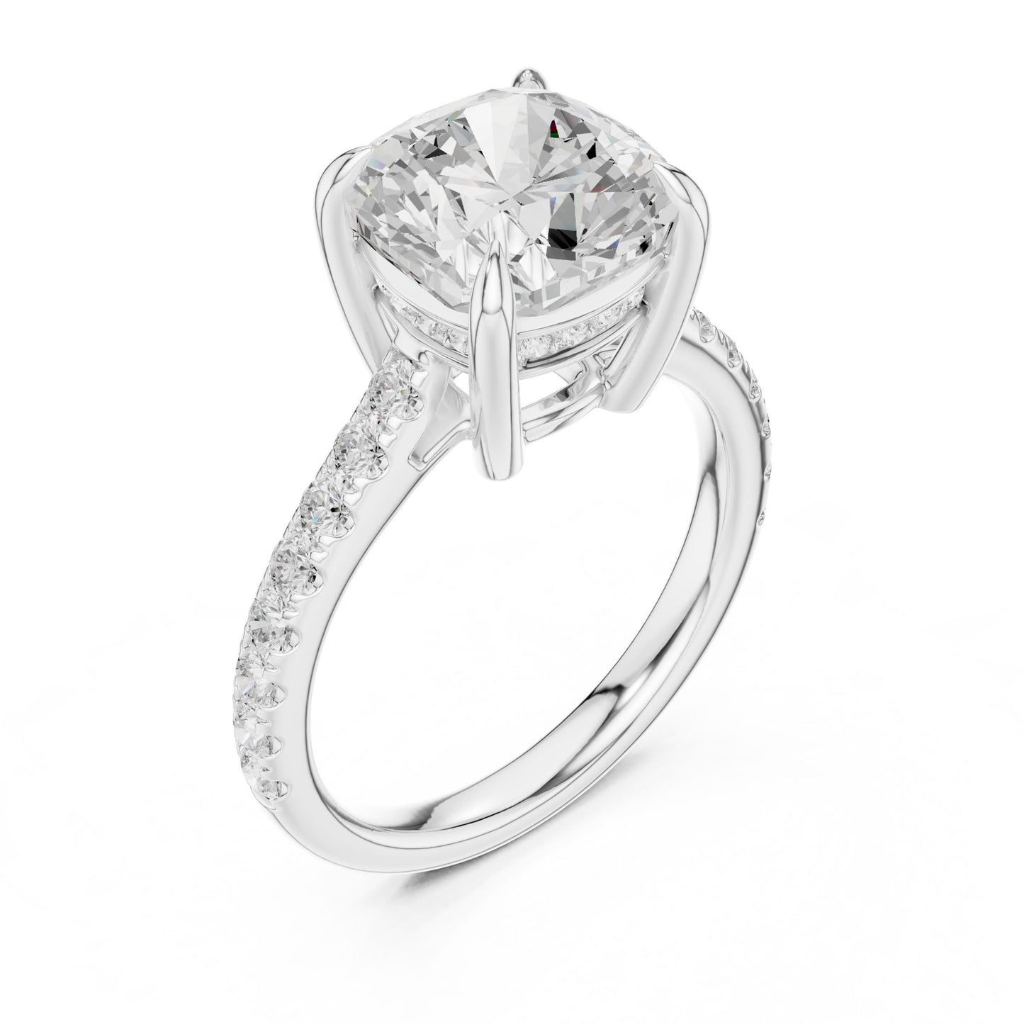 Round Lab Grown Diamond Pave Engagement Ring