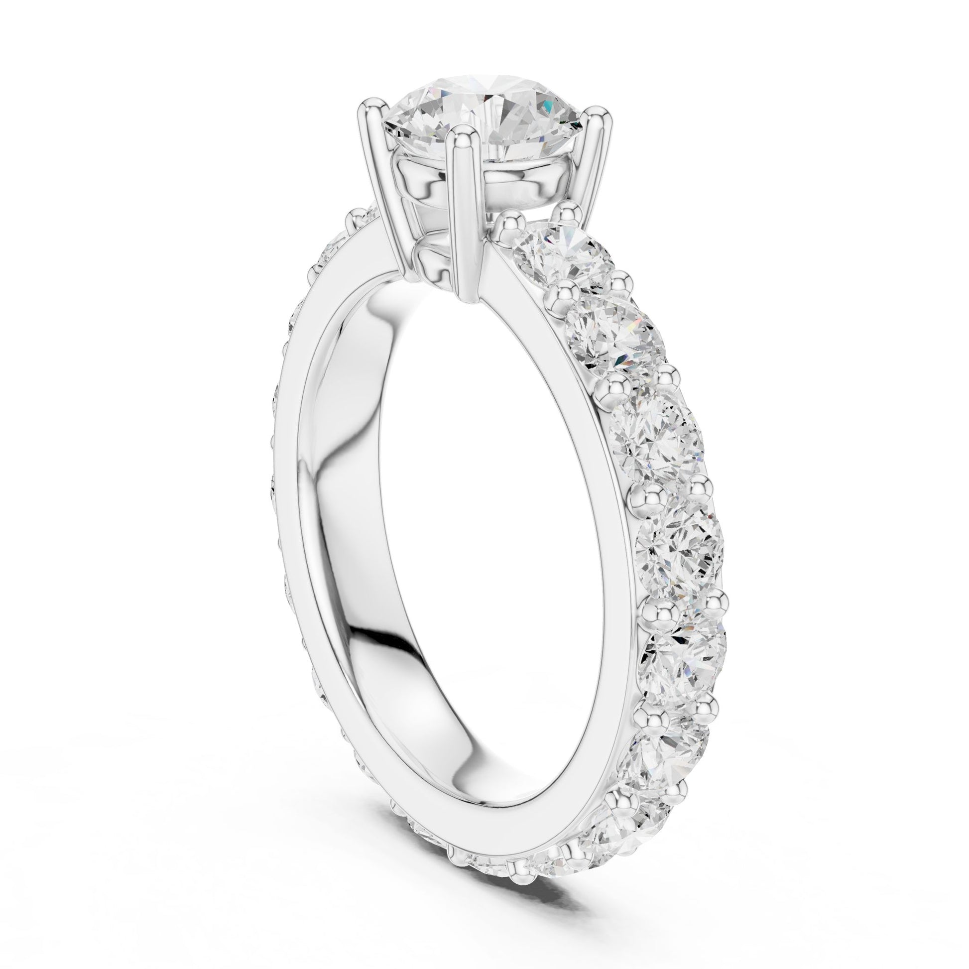 Round Lab Grown Diamond Pave Engagement Ring
