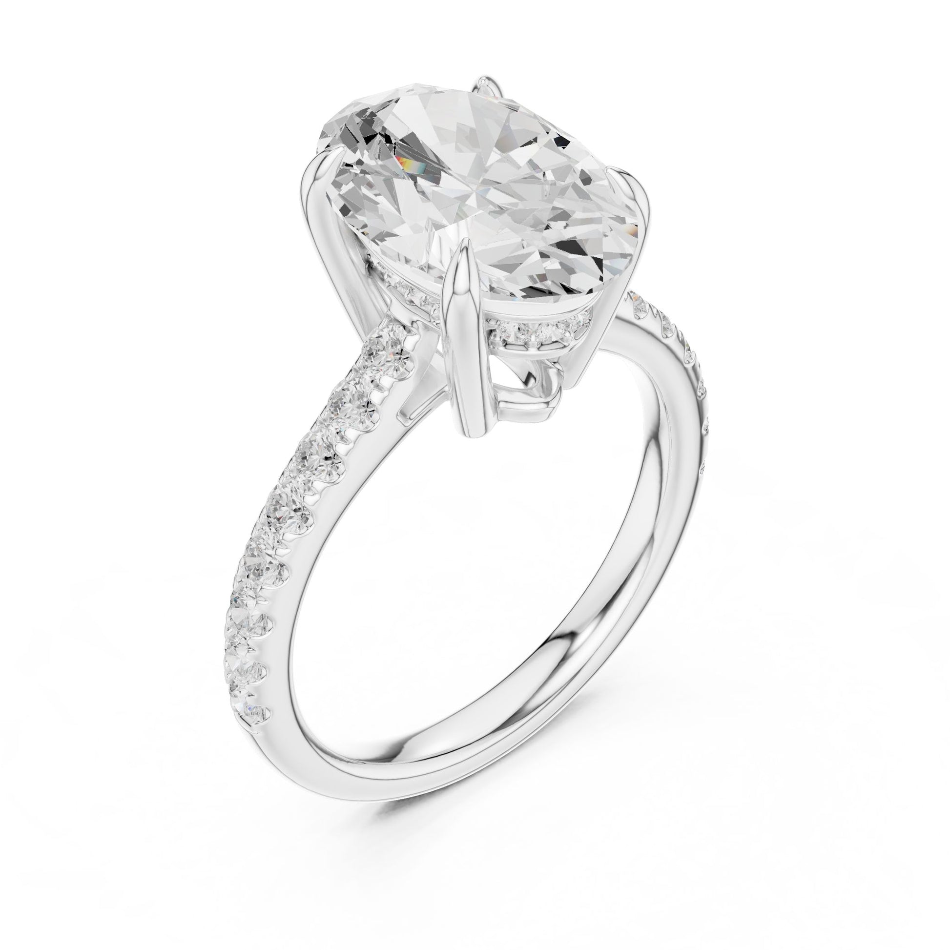 Round Lab Grown Diamond Pave Engagement Ring