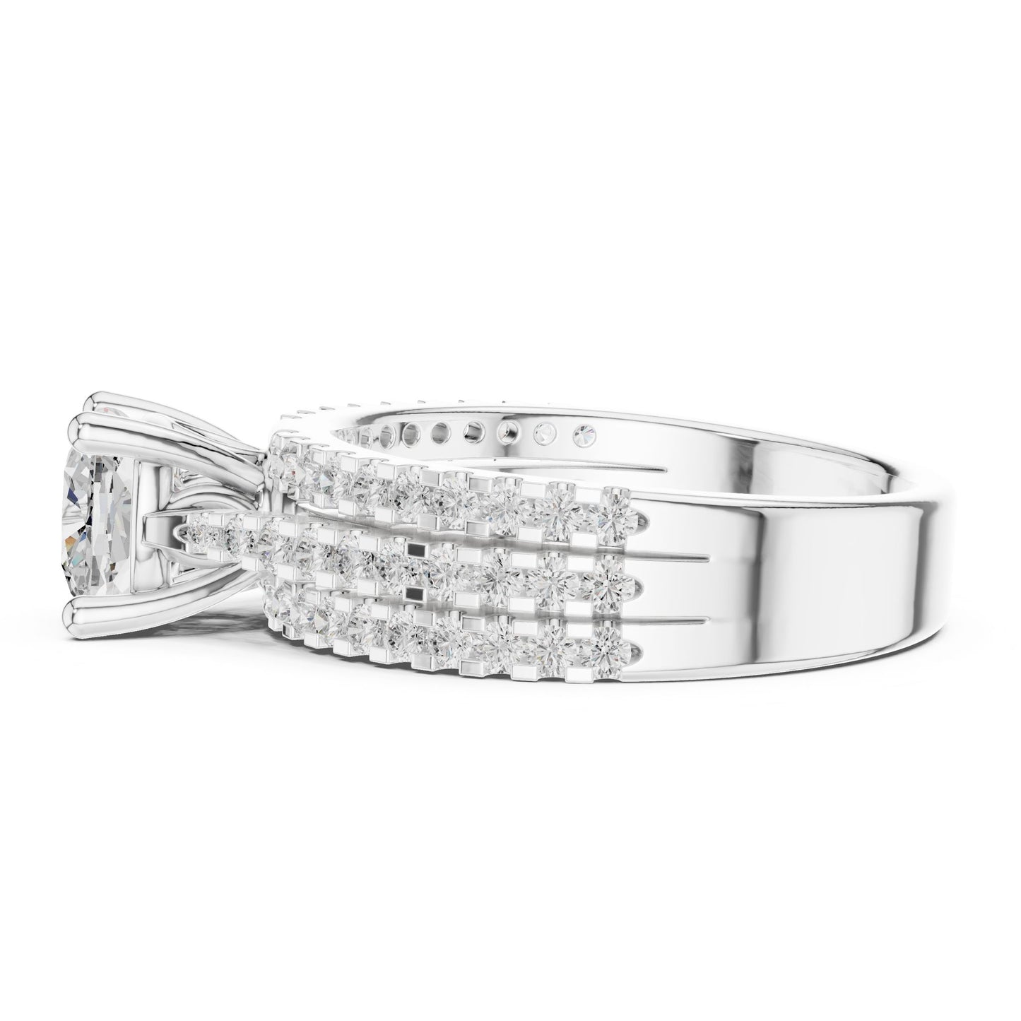 Round Lab Grown Diamond Pave Engagement Ring