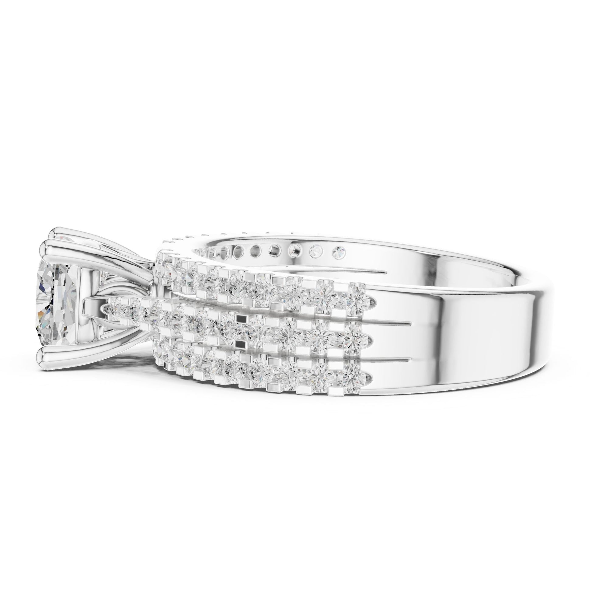 Round Lab Grown Diamond Pave Engagement Ring
