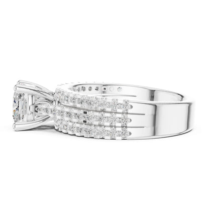 Round Lab Grown Diamond Pave Engagement Ring