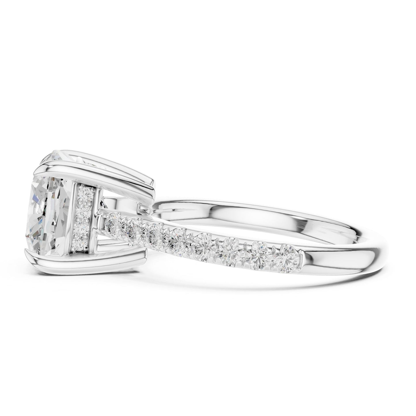 Round Lab Grown Diamond Pave Engagement Ring