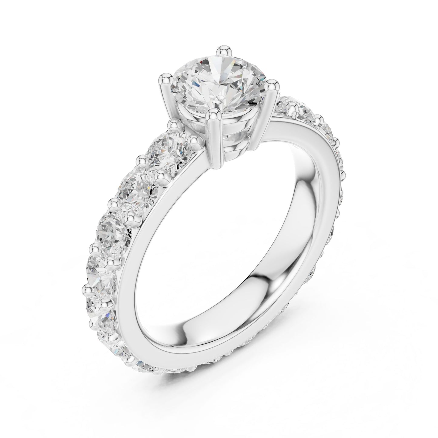 Round Lab Grown Diamond Pave Engagement Ring