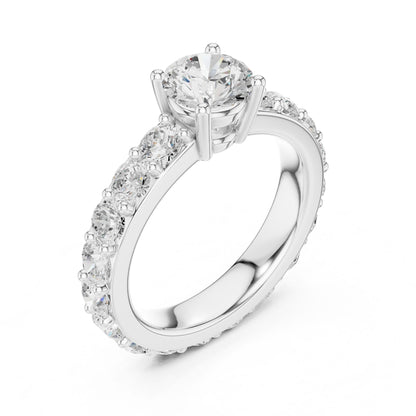 Round Lab Grown Diamond Pave Engagement Ring