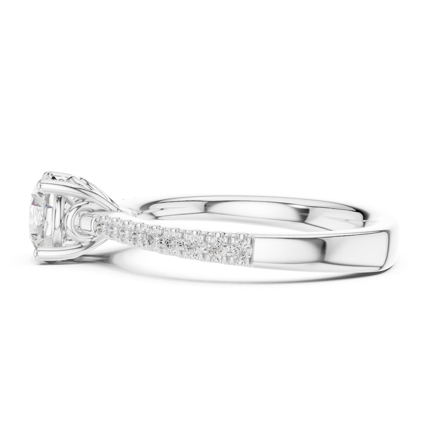 Round Lab Grown Diamond Pave Engagement Ring