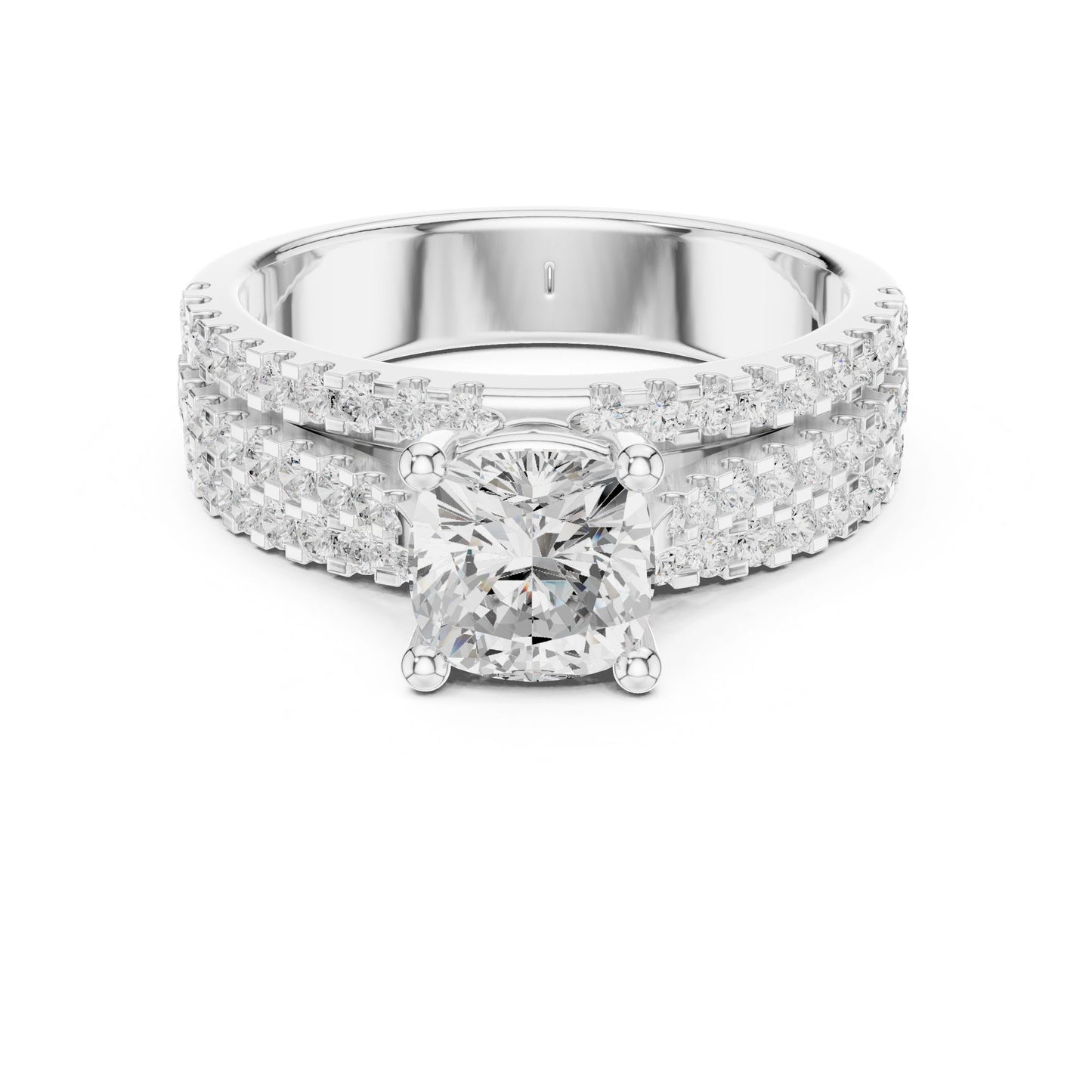 Round Lab Grown Diamond Pave Engagement Ring