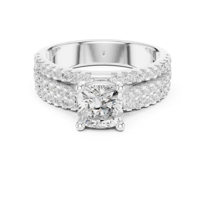 Round Lab Grown Diamond Pave Engagement Ring
