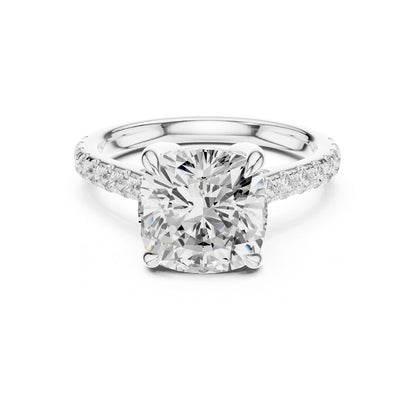 Round Lab Grown Diamond Pave Engagement Ring