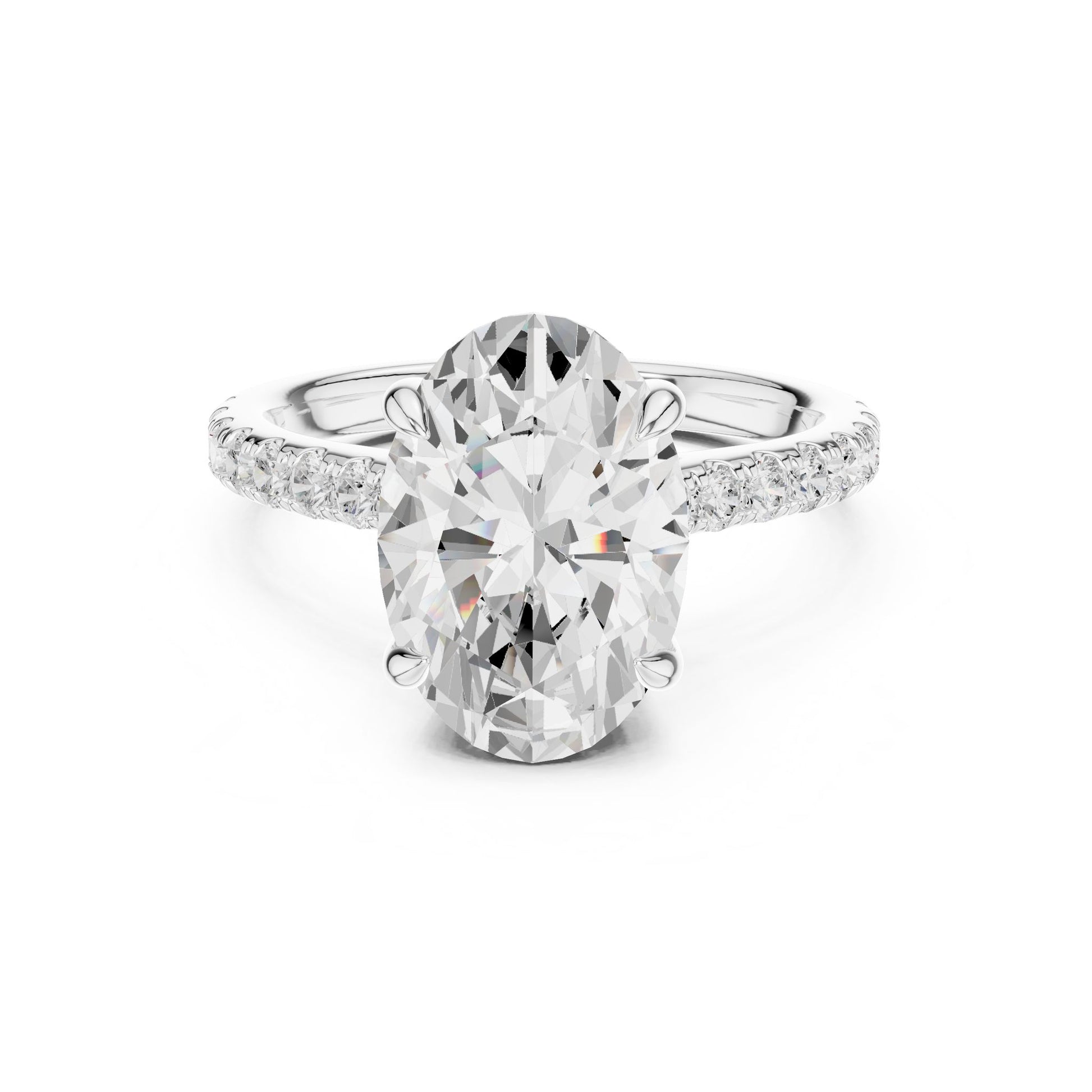 Round Lab Grown Diamond Pave Engagement Ring
