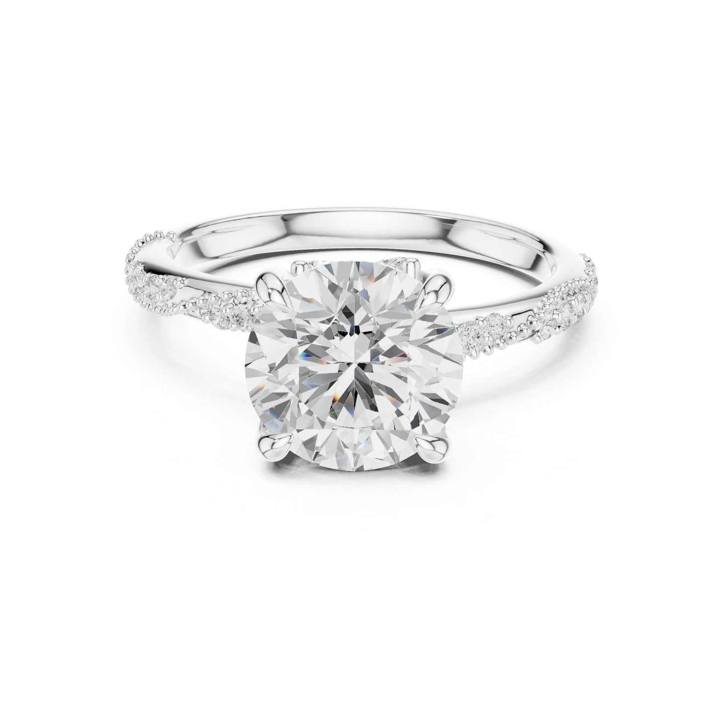 Round Lab Grown Diamond Pave Engagement Ring