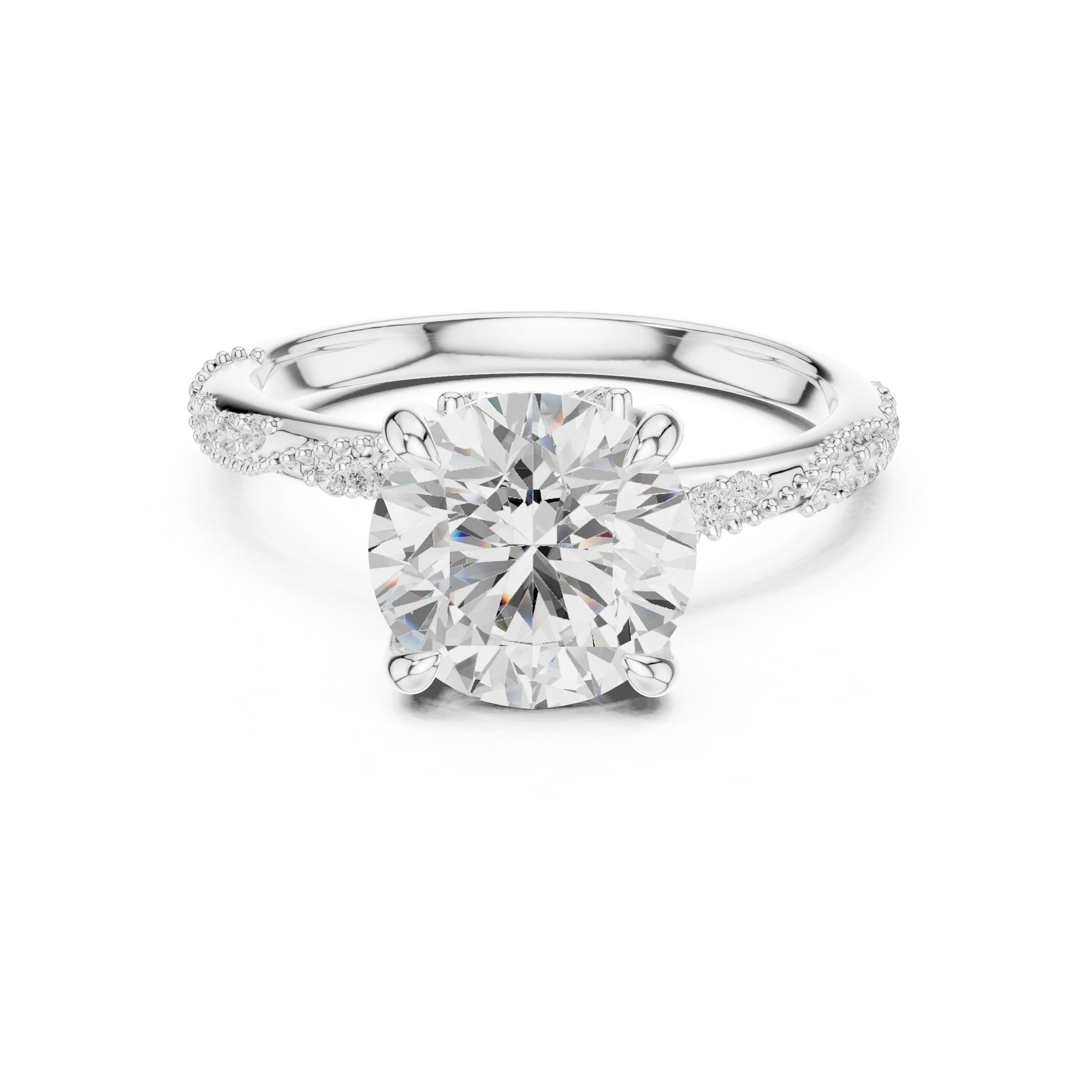 Round Lab Grown Diamond Pave Engagement Ring