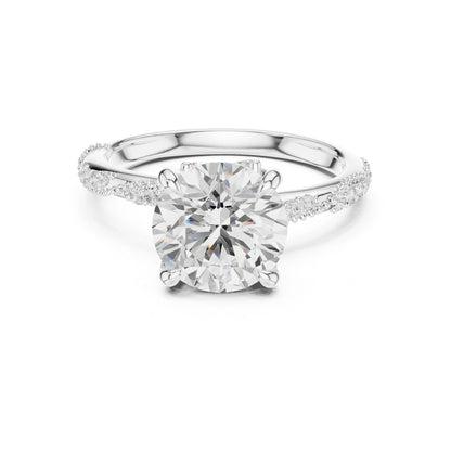 Round Lab Grown Diamond Pave Engagement Ring