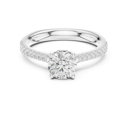 Round Lab Grown Diamond Pave Engagement Ring