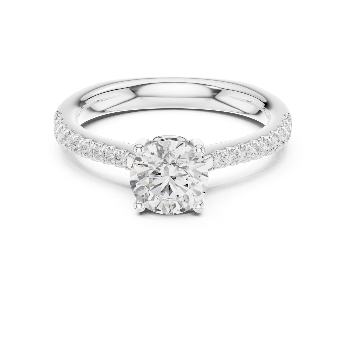 Round Lab Grown Diamond Pave Engagement Ring