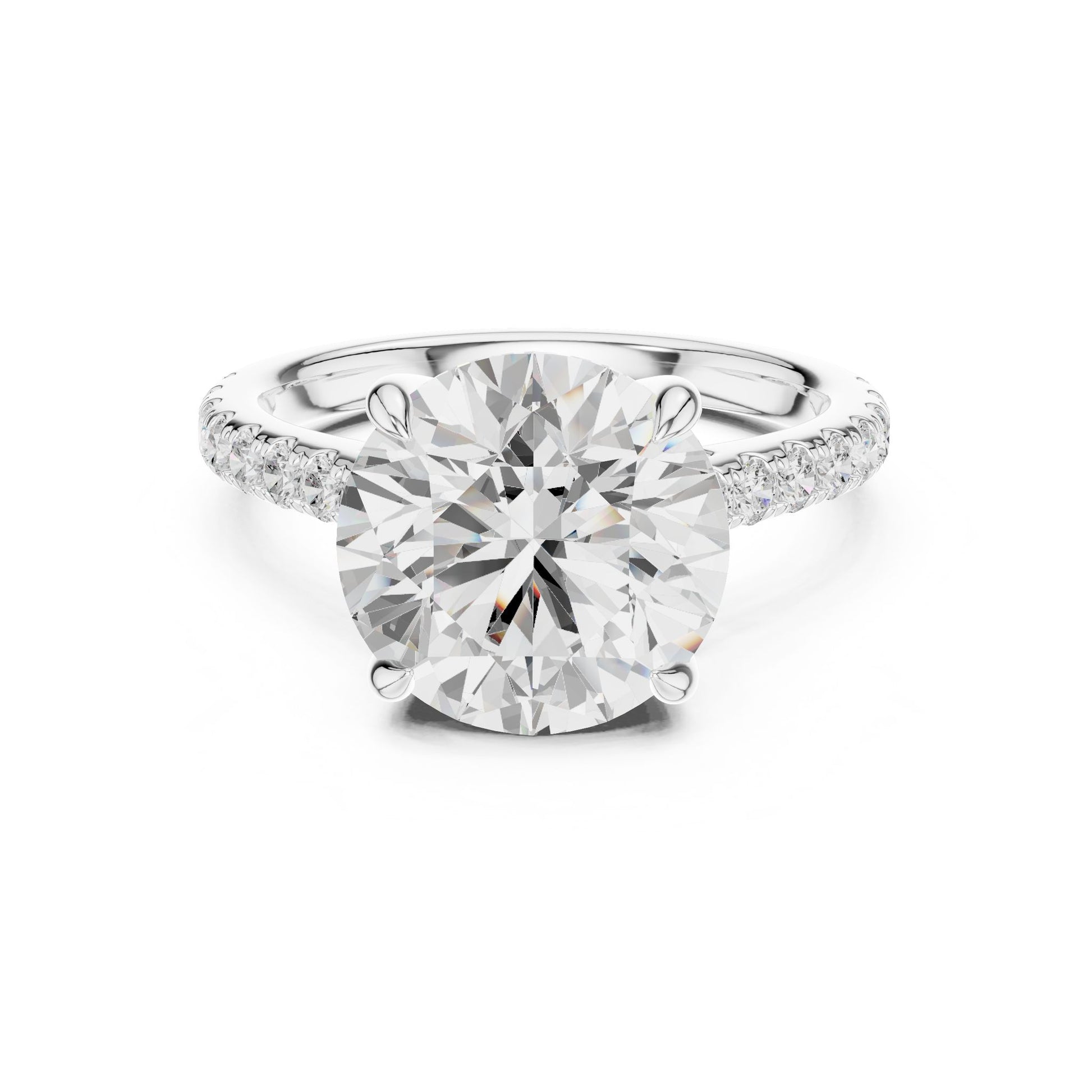 Round Lab Grown Diamond Pave Engagement Ring