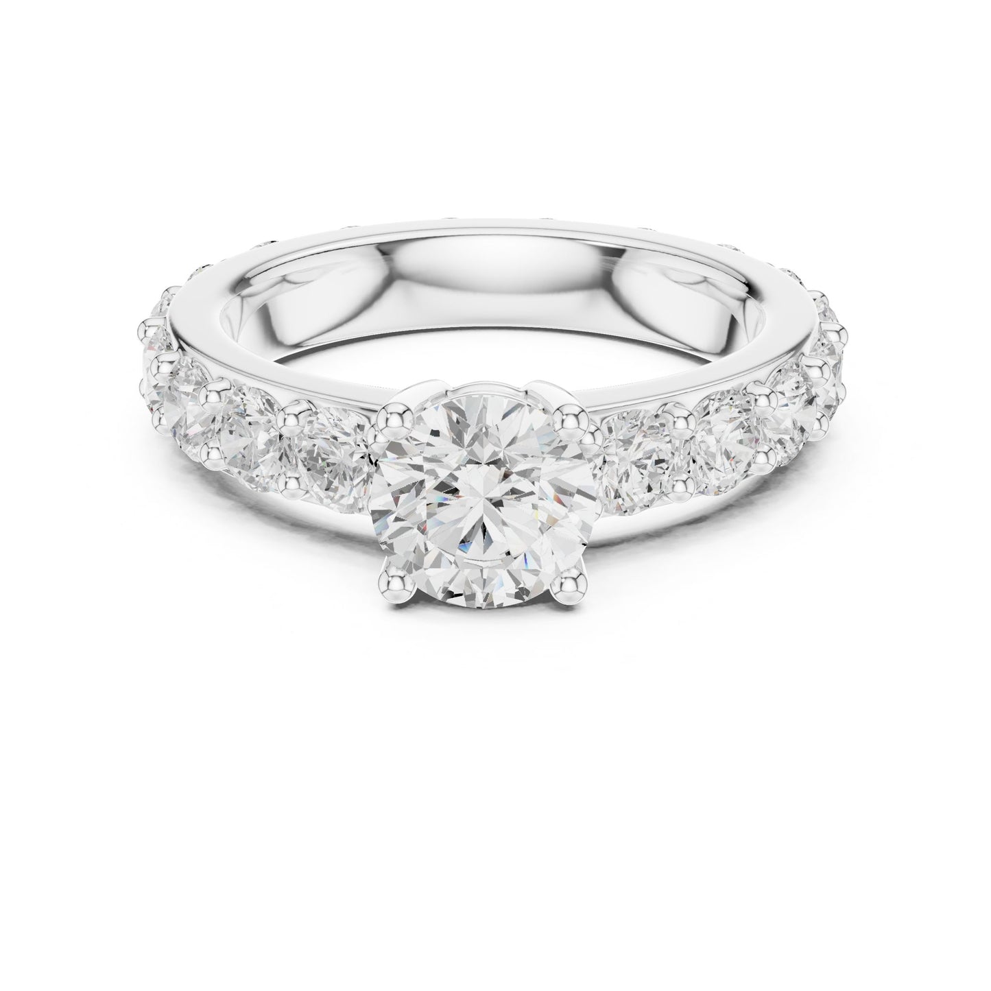 Round Lab Grown Diamond Pave Engagement Ring