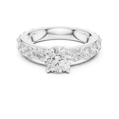 Round Lab Grown Diamond Pave Engagement Ring