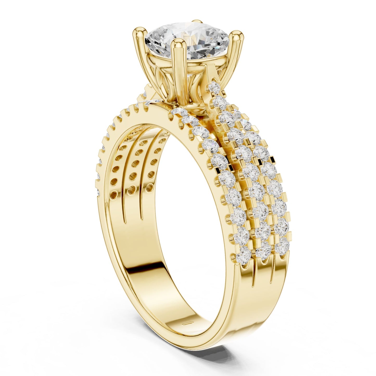 Round Lab Grown Diamond Pave Engagement Ring