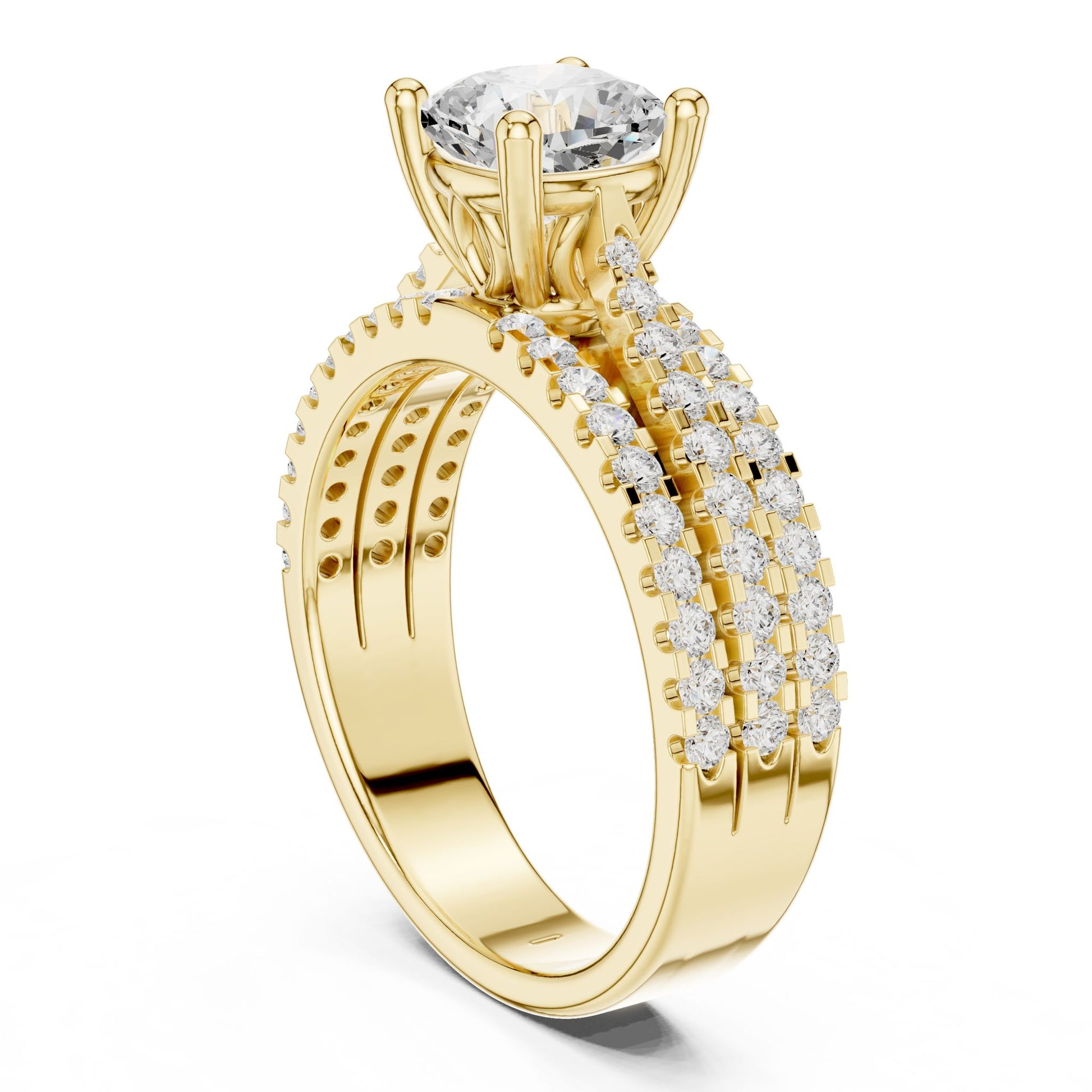 Round Lab Grown Diamond Pave Engagement Ring