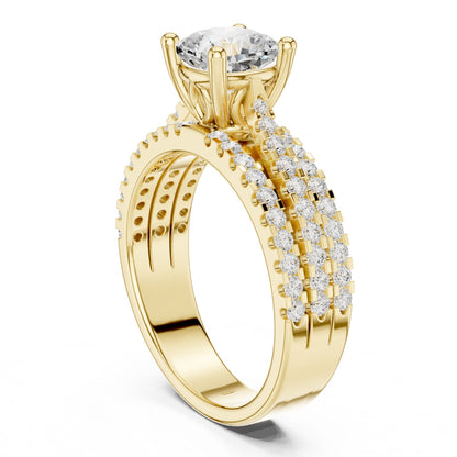 Round Lab Grown Diamond Pave Engagement Ring