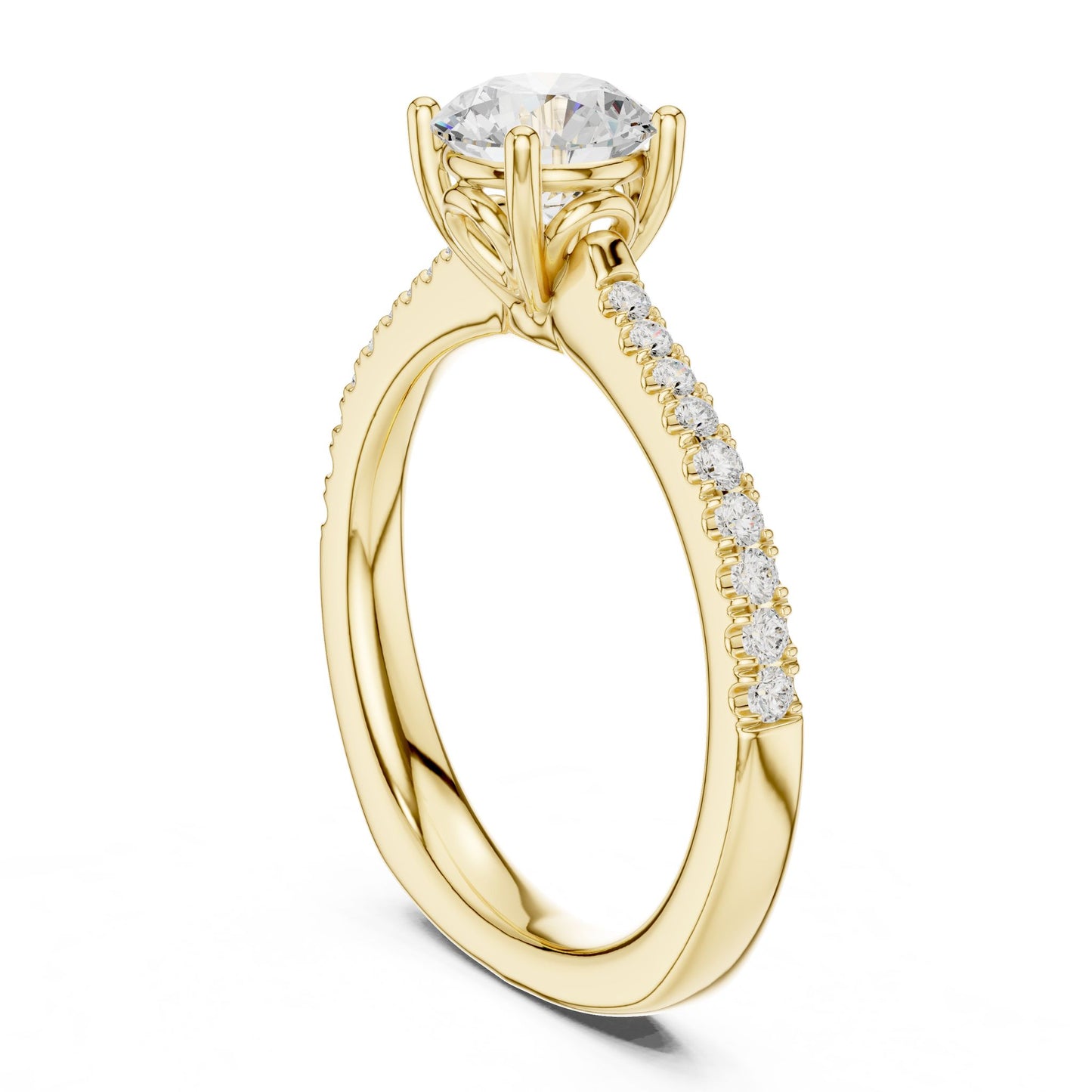 Round Lab Grown Diamond Pave Engagement Ring