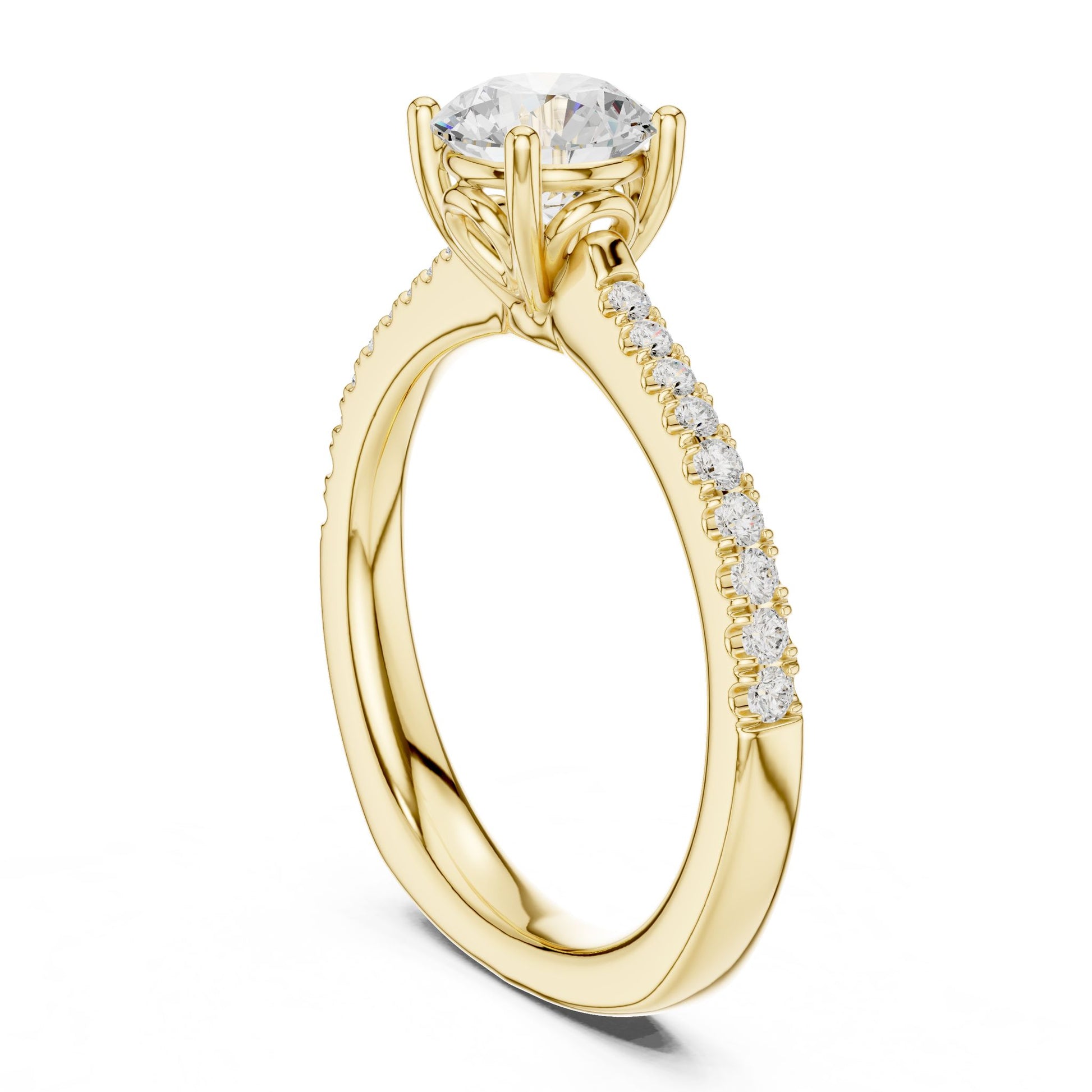 Round Lab Grown Diamond Pave Engagement Ring