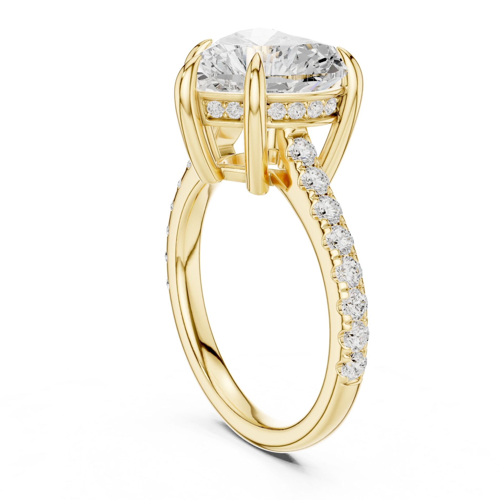 Round Lab Grown Diamond Pave Engagement Ring