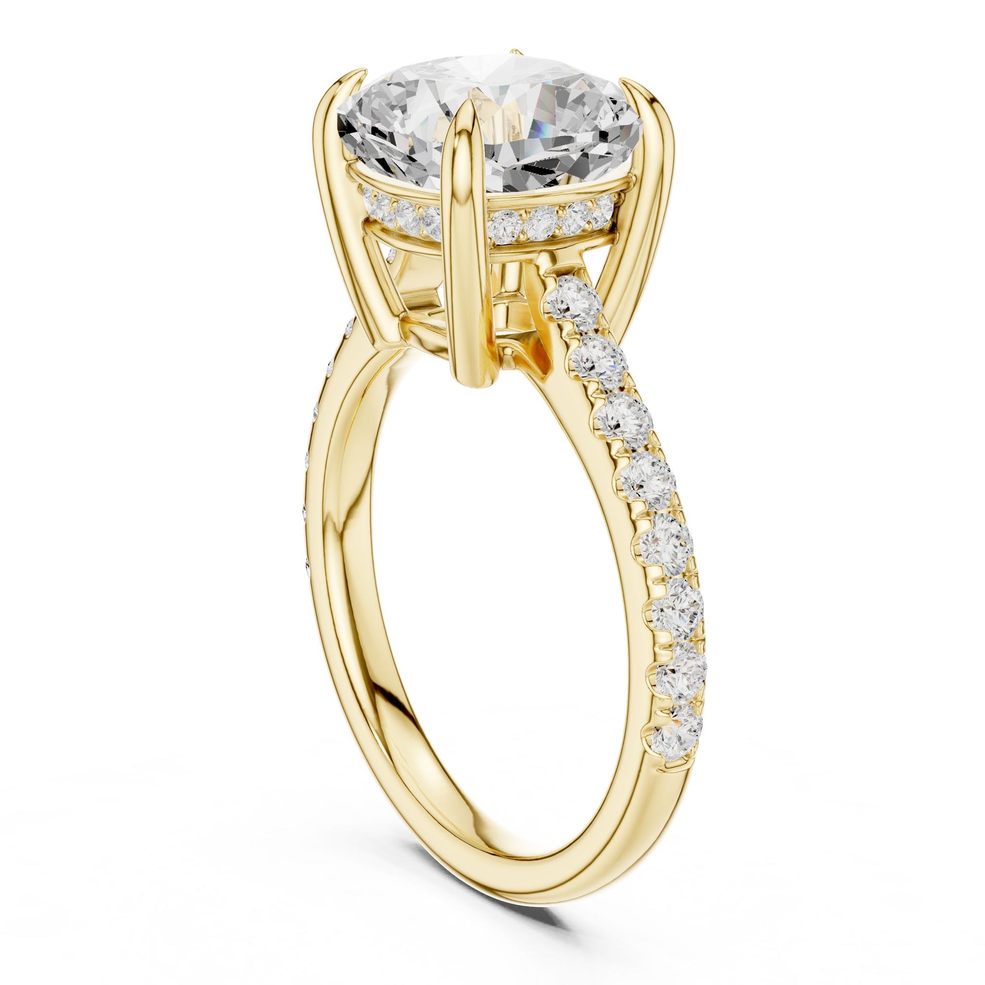 Round Lab Grown Diamond Pave Engagement Ring