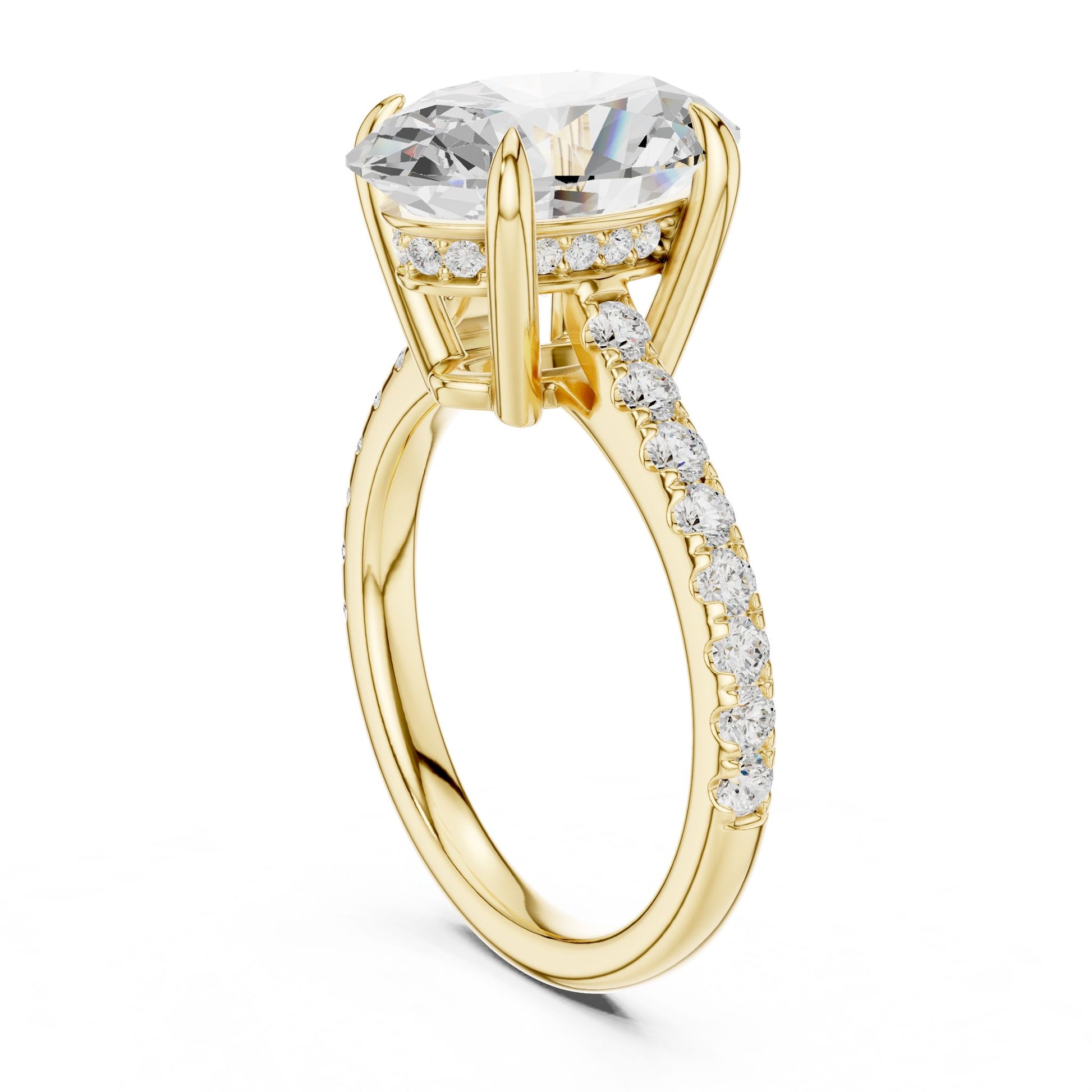 Round Lab Grown Diamond Pave Engagement Ring