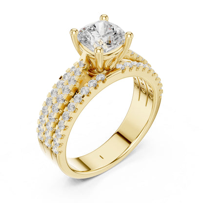 Round Lab Grown Diamond Pave Engagement Ring