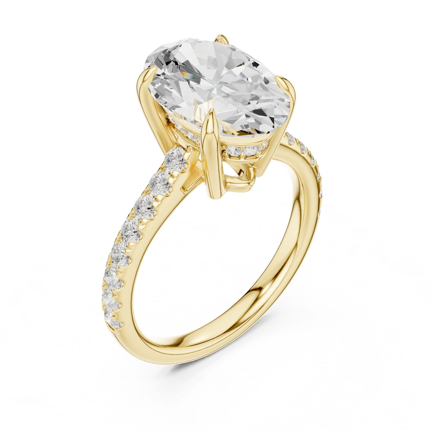 Round Lab Grown Diamond Pave Engagement Ring