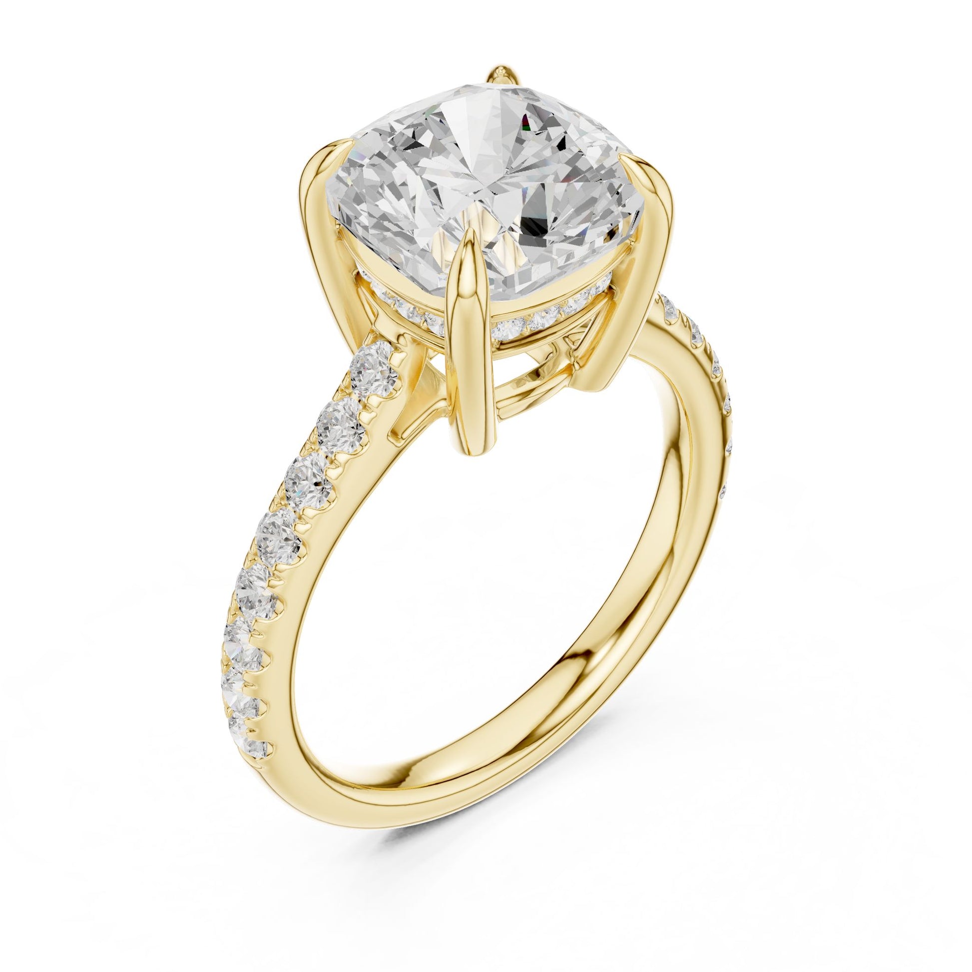 Round Lab Grown Diamond Pave Engagement Ring