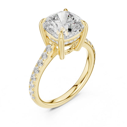 Round Lab Grown Diamond Pave Engagement Ring