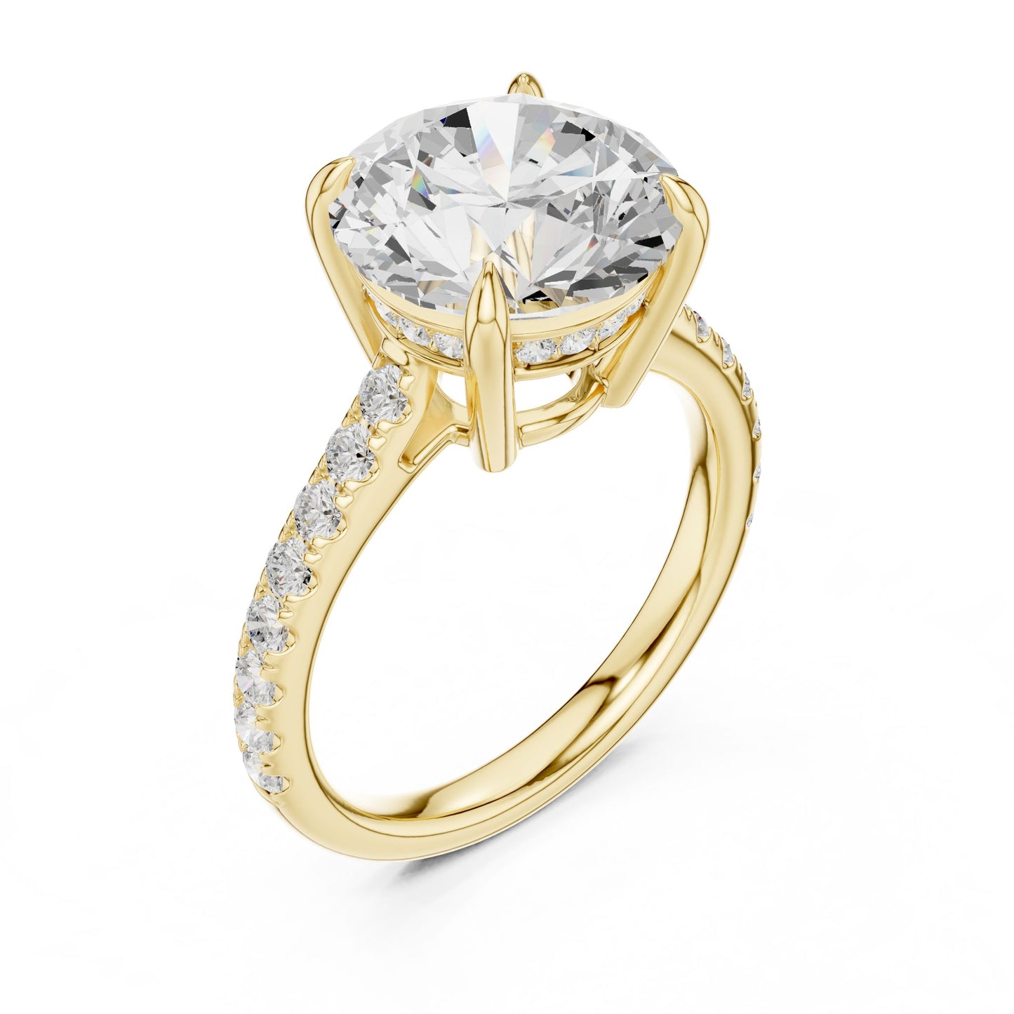 Round Lab Grown Diamond Pave Engagement Ring