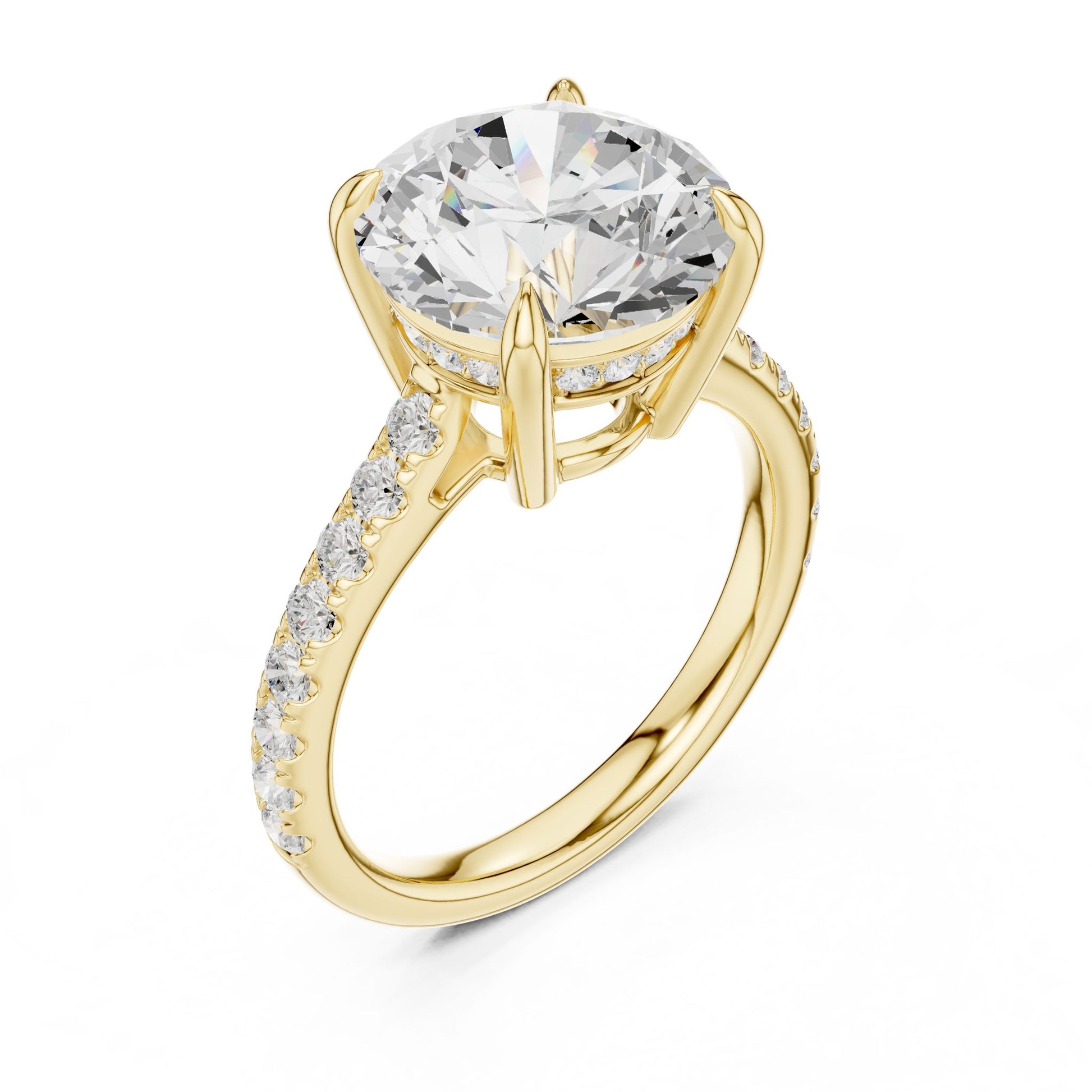 Round Lab Grown Diamond Pave Engagement Ring